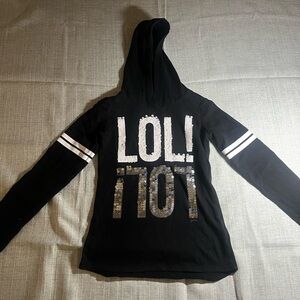 Black Hoodie with LOL Graphic
